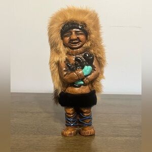 Handcrafted native Alaskan Eskimo Figurine with Fur Details